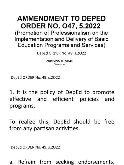 deped order 49 of 2022|DepED Order No. 49 a mere ‘reminder’ to properly .